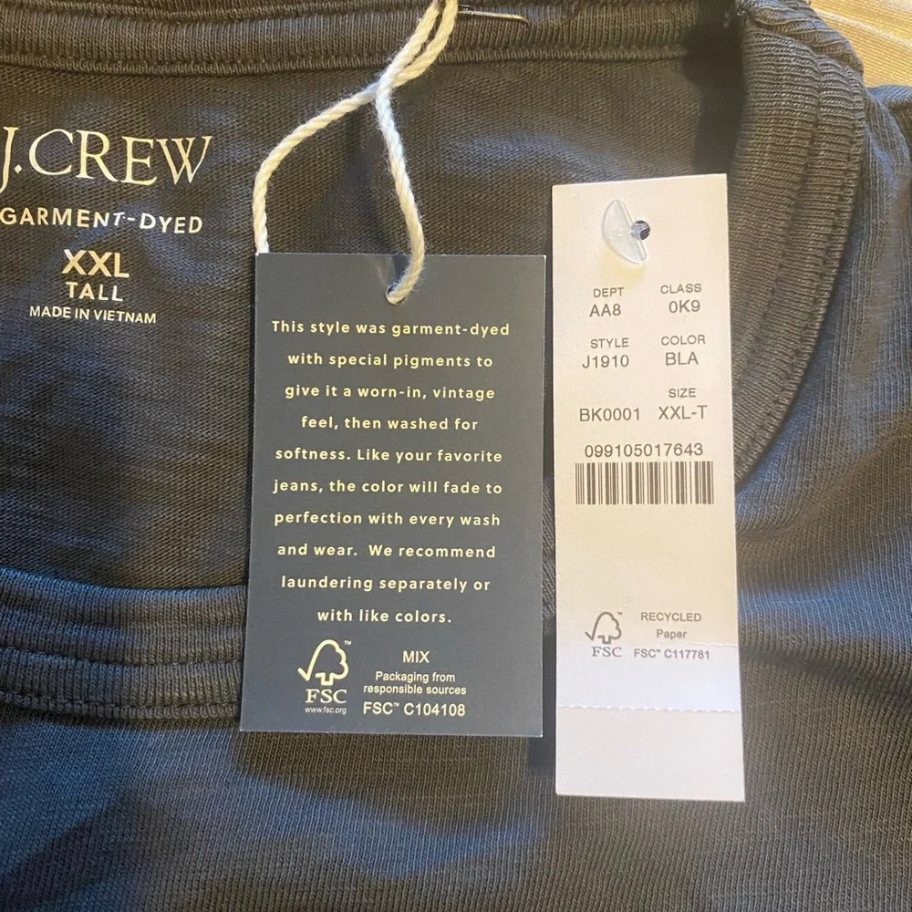 J. Crew - NEW - Garment-dyed Men's Black Short Sleeve Tee